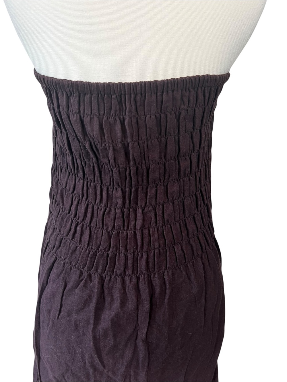 Strapless Chocolate Brown Maxi Dress with Rust Rose Appliqué - Picture 10 of 13
